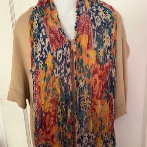 Colorful silky long scarf